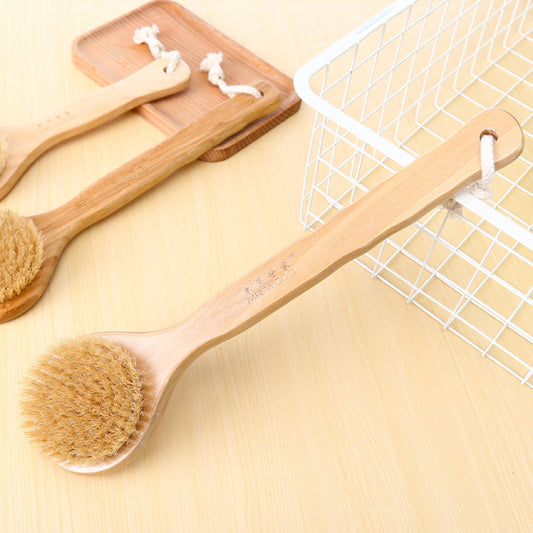 Natural wood bath brush with bristles